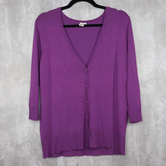 14th‎ & Union Cardigan Womens Size XL Purple 3/4 Sleeve Office Rayon Nylon - Picture 1 of 8